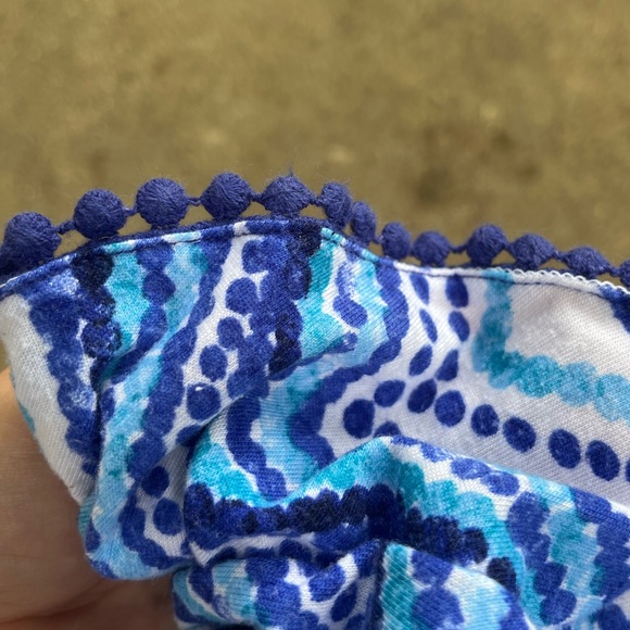 Girls 7/8 Hi-Low Dress👗Shades of Blues and Whites Chevron Dots & Blue Lace Back - Picture 15 of 15